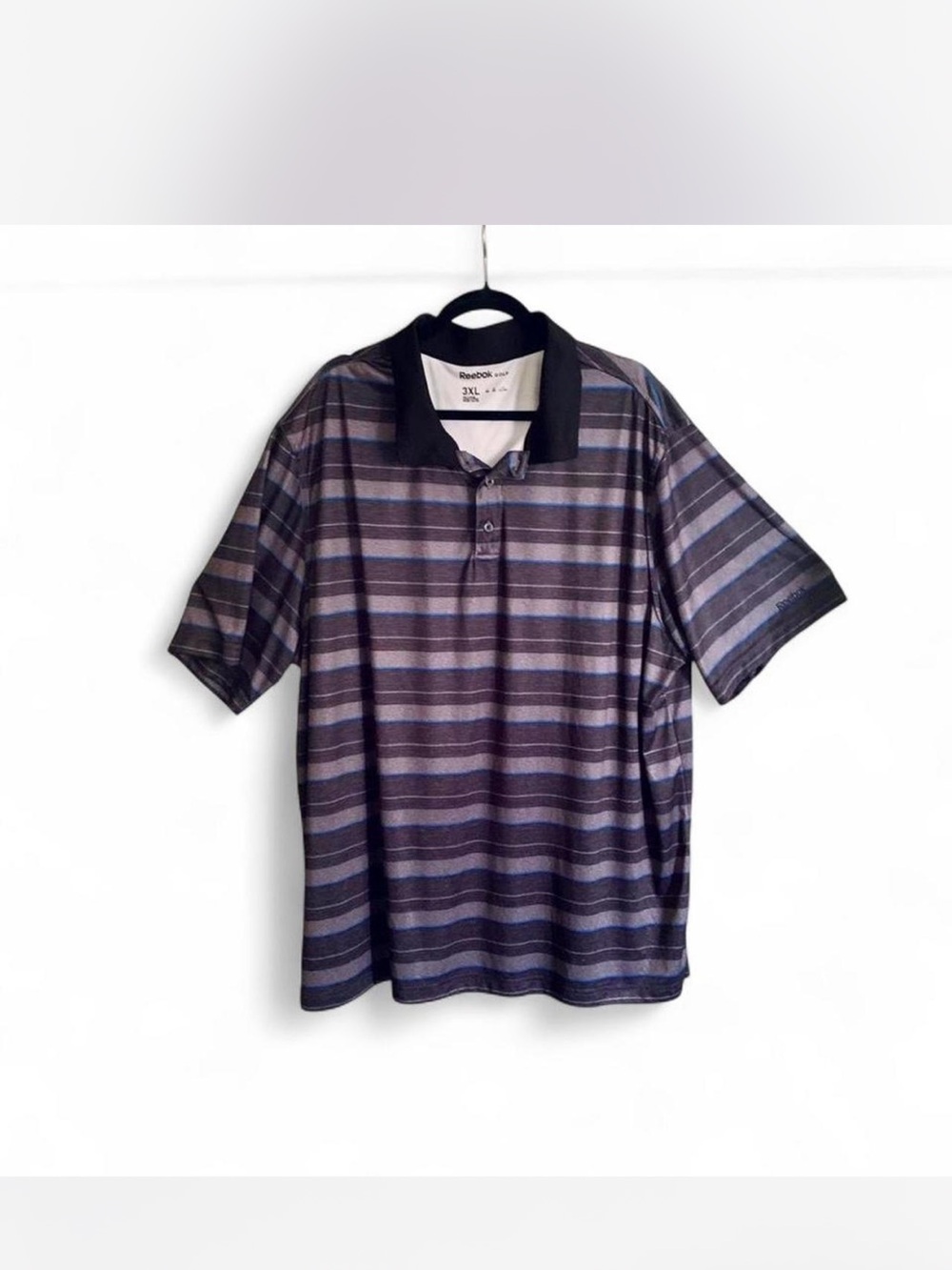 Reebok Men’s Striped Polo in blues and Grays size 3XL